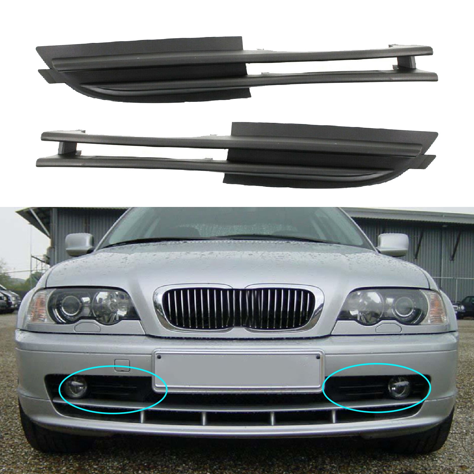 Farfi L/R Front Lower Bumper Fog Light Bezel Lamp Grille