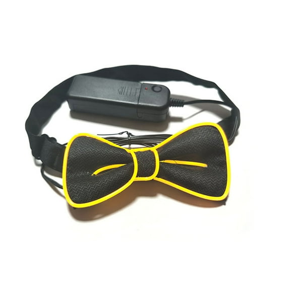Farfi LED Bow Tie Glow in The Dark Adjustable Button Various Light Modes for Parties Weddings Halloween Cosplay (Yellow)