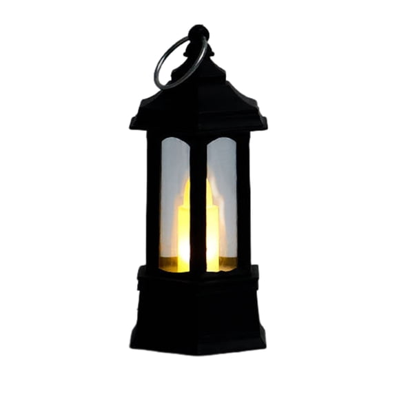Farfi LED Candle Light with Hook Soft Lighting Battery-Operated Hanging Lantern Halloween Party Decoration (Black)
