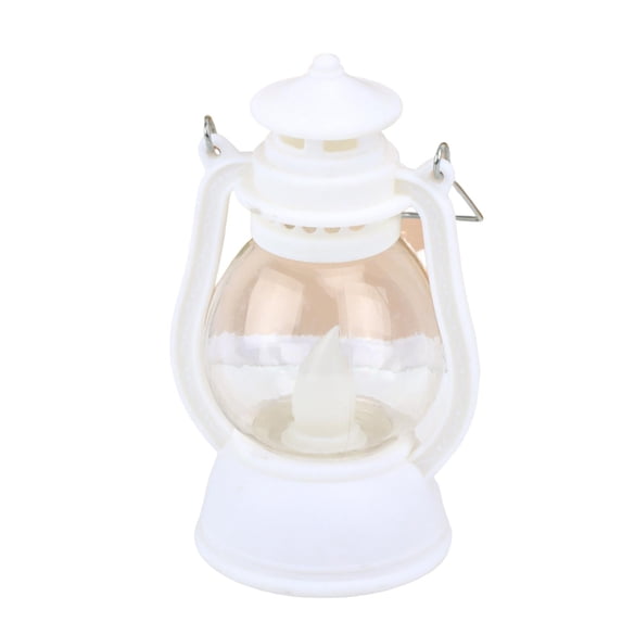 Farfi LED Lantern Battery Operated Warm Light Power Saving Portable Handle Waterproof Home Decoration Ideal Gift Halloween Retro Plastic Electronic Candle Lamp for Home (White Round)