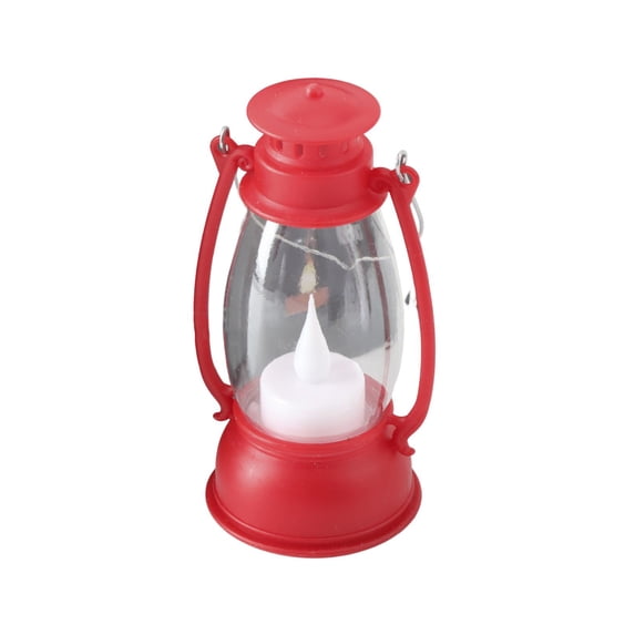 Farfi LED Lantern Battery Operated Warm Light Power Saving Portable Handle Waterproof Home Decoration Ideal Gift Halloween Retro Plastic Electronic Candle Lamp for Home (Red Ellipse)