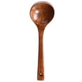 thumbnail image 1 of Farfi Long Handle Wooden Ladle Soup Porridge Spoon Kitchen Cooking Tableware Tool (24.5x7.5cm), 1 of 10