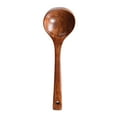thumbnail image 1 of Farfi Long Handle Wooden Ladle Soup Porridge Spoon Kitchen Cooking Tableware Tool (6x18cm), 1 of 10