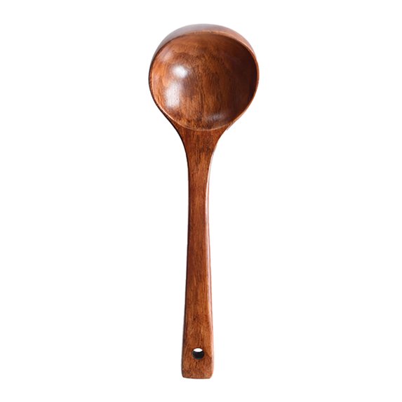 Farfi Long Handle Wooden Ladle Soup Porridge Spoon Kitchen Cooking Tableware Tool (6x18cm)