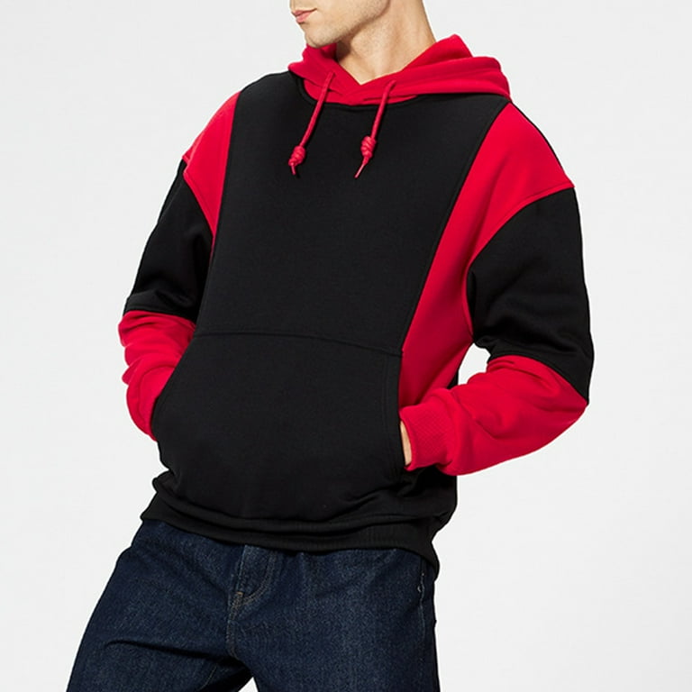 Men color block hooded sweatshirt top