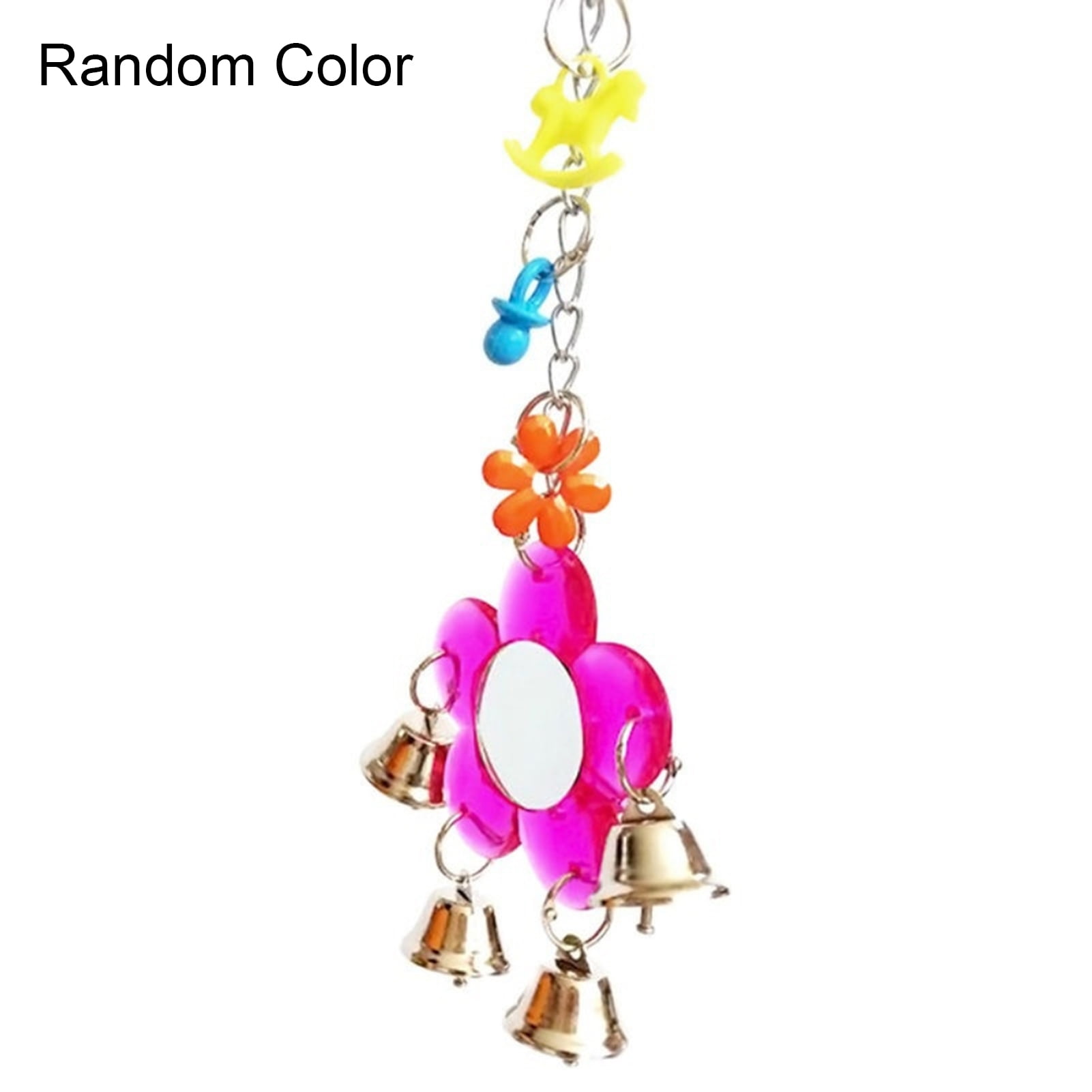 Farfi Multi Color Parrot Chew Bell Flower Mirror Swing Parakeet Birds