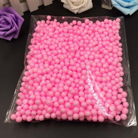 Farfi Multicolor Polystyrene DIY Crafts Decorative Loose Mini Beads Balls (Pink S)