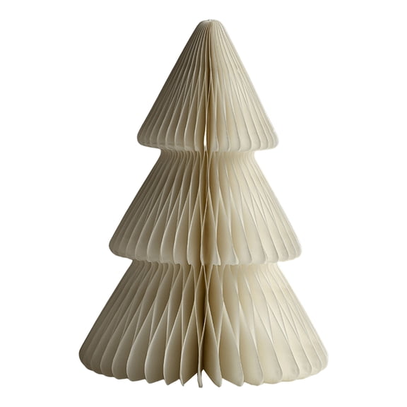 Farfi Paper Christmas Tree 3D Honeycomb Paper Xmas Tree Ornament Rustic Tabletop Centerpiece for Office Home School Decor (Light Beige)