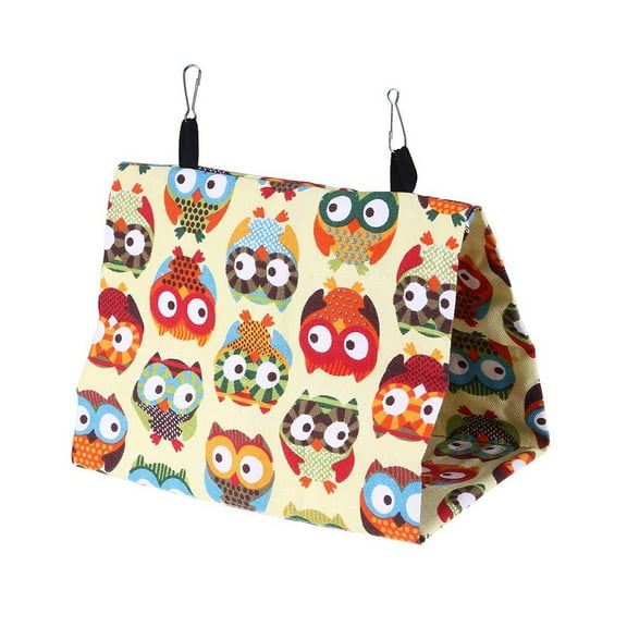 Farfi Pet Bird Parrot Hanging Cave House Owl Heart Cage Hammock Sleeping Bed Nests Yellow Owl,S
