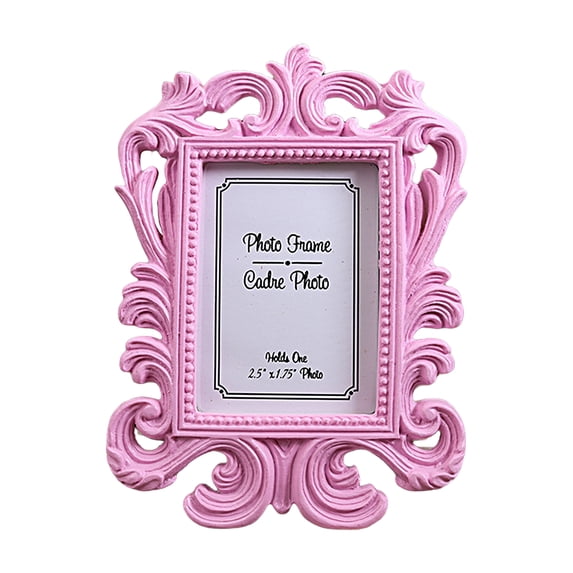 Farfi Picture Frame Baroque Rectangle Family Decoration Resin Vintage Classic Desktop Photo List Frame Home Decor (Pink)