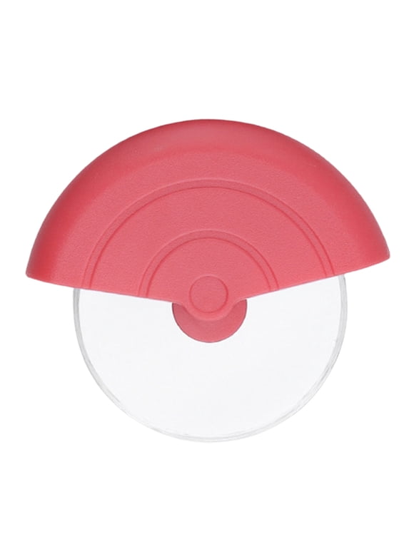 Farfi Pizza Cutter Round Sharp Rotating Wheel Curved Handle Stainless Steel Blade Multi-functional Dough Pancake Food Slicer Kitchen Supplies (Red)