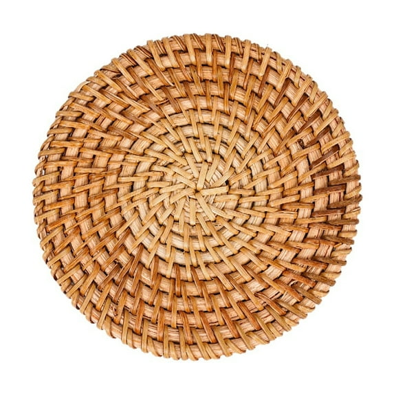 Farfi Practical Anti-slid Place Mat Good Woven Handmade Rattan Dinner Mat for Home (Type 1,13cm)