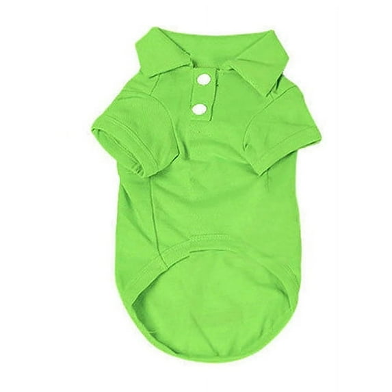 Farfi Puppy Dog Cat Summer Solid Color Buttoned Shirt Pet Clothes Costume T-Shirt (Green,L)