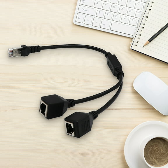 Hevirgo RJ45 Male to 2 Female Internet Adapter Cable 2-in-1 Plug and Play Copper Household Internet Splitter for Home