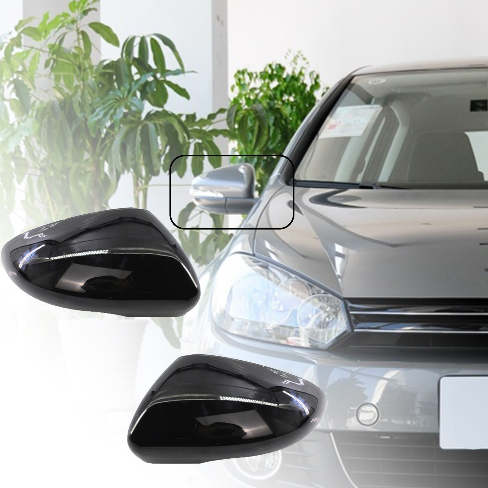 Farfi Rearview Mirror Cover Car Styling Glossy Black Driver Front 
