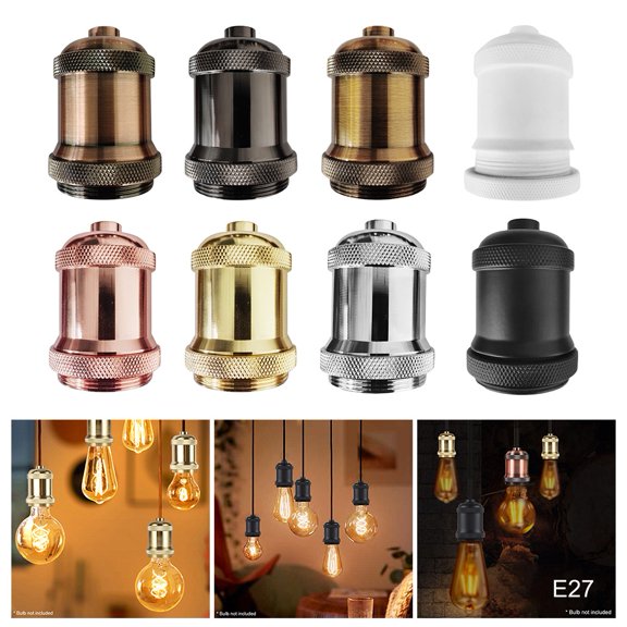 Farfi Retro Aluminum E27 Ceiling Lamp Holder Pendant Light Socket Decorative Accessory (Red Bronze)