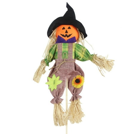 Farfi Scarecrow Decor Attractive Colorful with Bucket Halloween Adorable Scarecrow for Garden