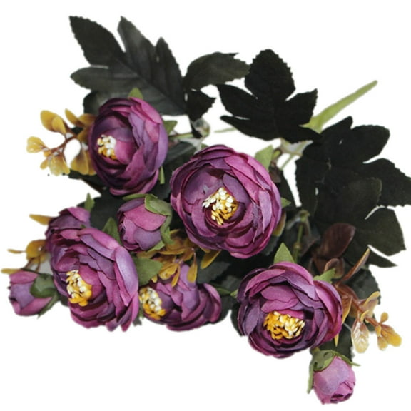 Farfi Simulation Rose Roses Lifelike Mini Lifelike Artificial Flower for Office (Purple)