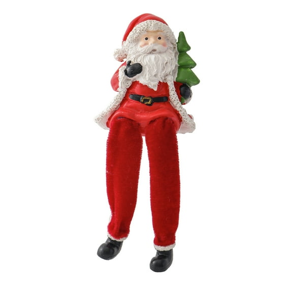 Farfi Sitting Santa Claus Figurine Christmas Decoration Santa Claus Ornament with Long Legs for Xmas Party Mantel Decor New Year Gift(Right Hand)