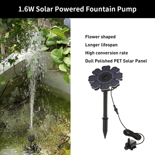 Farfi Solar Powered Birdbath Fountain Garden Water Pump Sprayer Pool