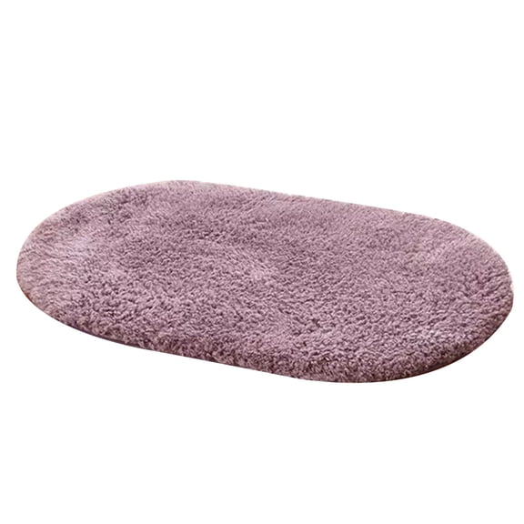 Farfi Solid Color Fluffy Non Slip Water Absorption Bathroom Bedroom Mat Pad Carpet Rug (Grey Oval 30*50cm)