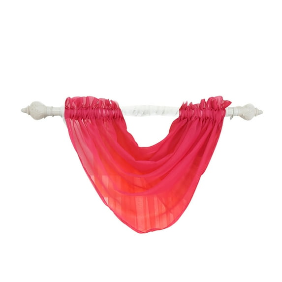 Farfi Solid Color Sheer Window Curtain Head Swag Valance Home Living Room Decor (Rose Red)