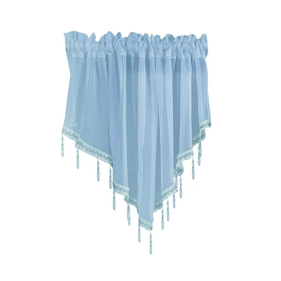Farfi Solid Color Triangle Shape Kitchen Short Curtain Window Valance Drape Home Decor (Sky Blue)
