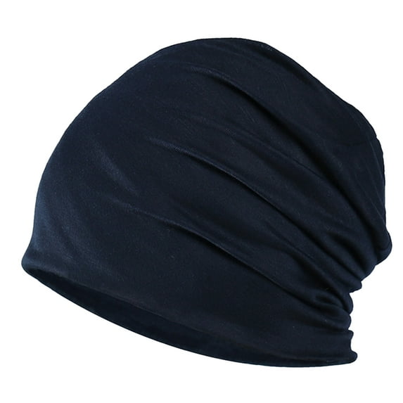 Farfi Spring Fall Skull Beanie Baggy Unisex Solid Color Elastic Thin Protective Street Dance Brimless Running Beanie Hat Headwear (Navy Blue,One Size)