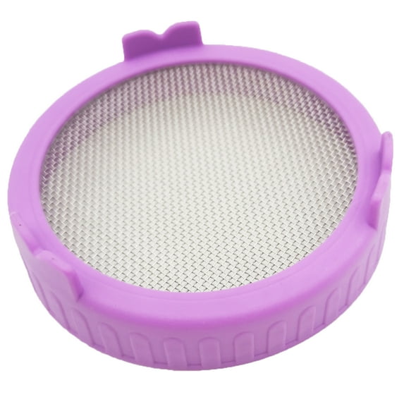 Farfi Sprouting Lid Easy to Clean Good Drainage Mason Jar Plastic Sprout Lid with Stainless Steel Screen for Household (Purple)