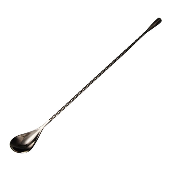 Farfi Stainless Steel Spiral Long Handle Mixing Stir Cocktail Spoon Bar Bartender Tool (Black,30cm)