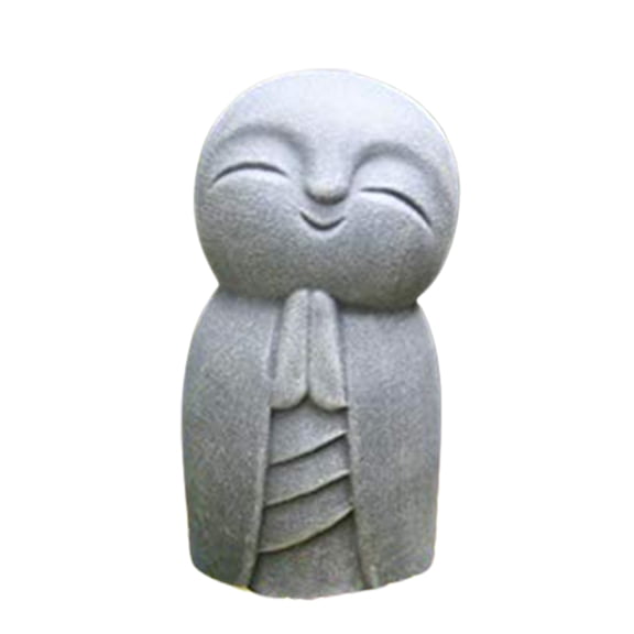 Farfi Statue Decorative Durable Resin Grey Little Jizo Buddha Sculpture for Outdoor (Grey)