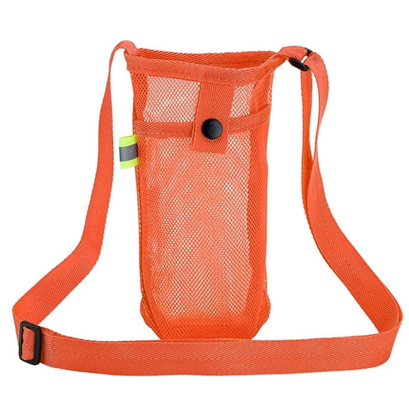 Farfi Strong Bearing Water Bottle Bag with Shoulder Strap Non-slip Hands Free Breathable Fine Mesh Water Bottle Carrier for Outdoor (Orange)