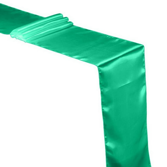 Farfi Table Runner Long Rectangle Smooth Fabric Machine Washable Solid Color Party Table Runner Wedding Banquet Supplies (Green)