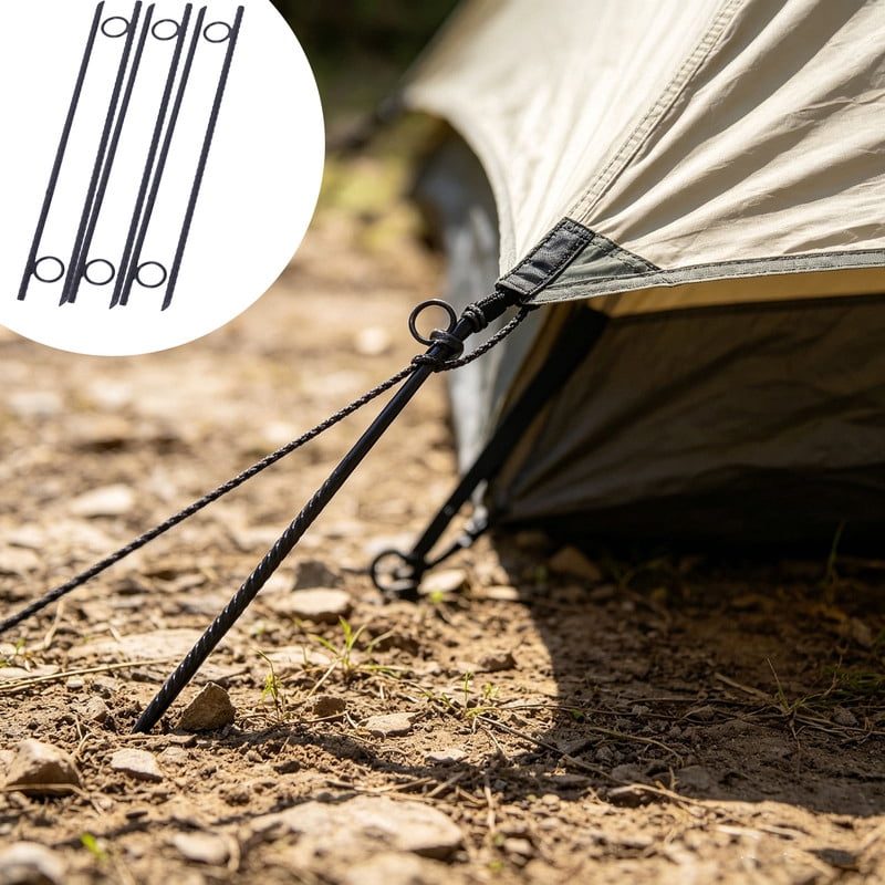 Farfi Tent Stakes, 6 Pack Steel Ground Stakes, 18 Inch Heavy Duty Rebar Stakes with Loop for Outdoor Activities, Rustproof Ground Anchors for Camping, Canopies, Gazebos, Tarps