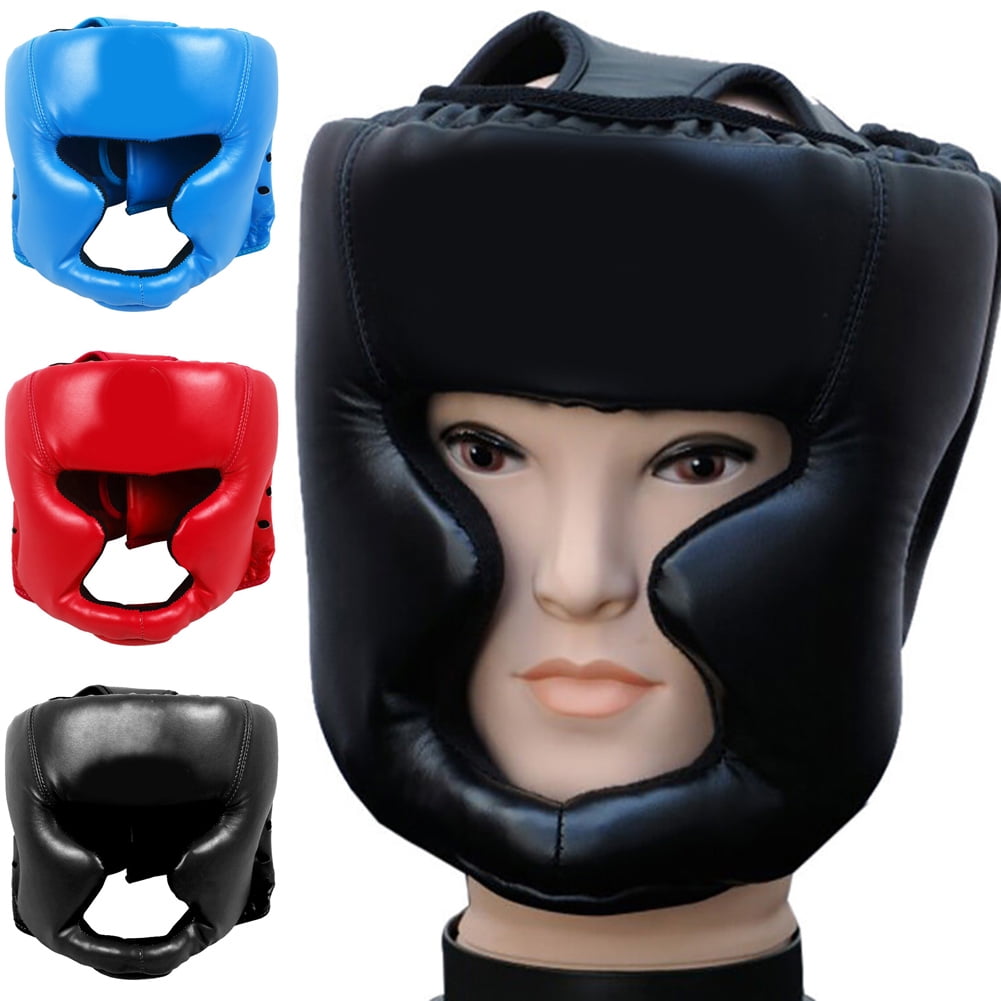 Farfi Thicken Boxing Training Head Guard Protector Face Protection Helmet Headgear, Adult Unisex, Red