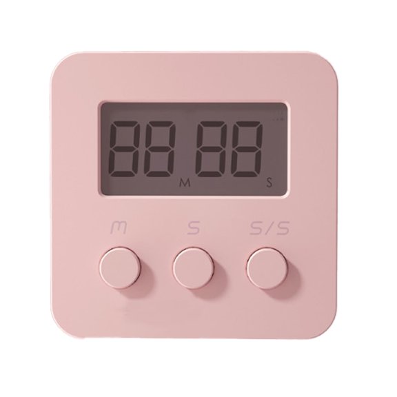 Farfi Timer Loud Sound Magnetic Back ABS Resin Nordic Style Digits Alarm for Kitchen (Pink)