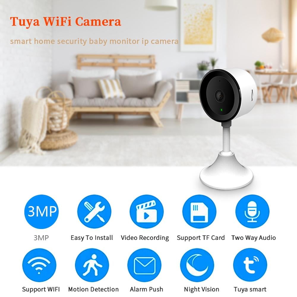 Farfi Tuya Smart Life Security Camera,Mini Motion Detection 3MP High  Clarity Wireless WiFi Surveillance Camera 