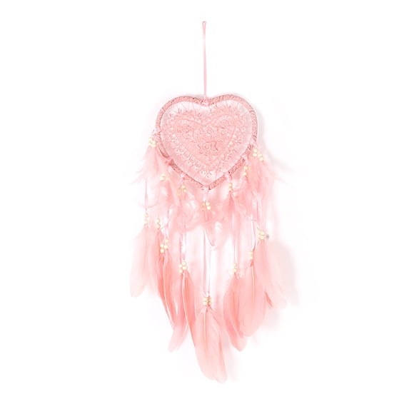 Farfi Wall Mount Hanging Long Tassel Feather Dreamcatcher for Bedroom (Flesh Pink)