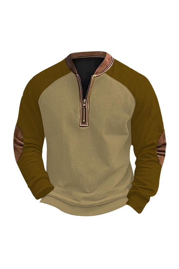 1/4 Zip Sweatshirts Mens,Sweatshirts for Men Color Block Half Zip Sweatshirts Work Tactical Pullover Vintage Long Sleeve Tops Stand Collar Sweaters for Fall Winter
