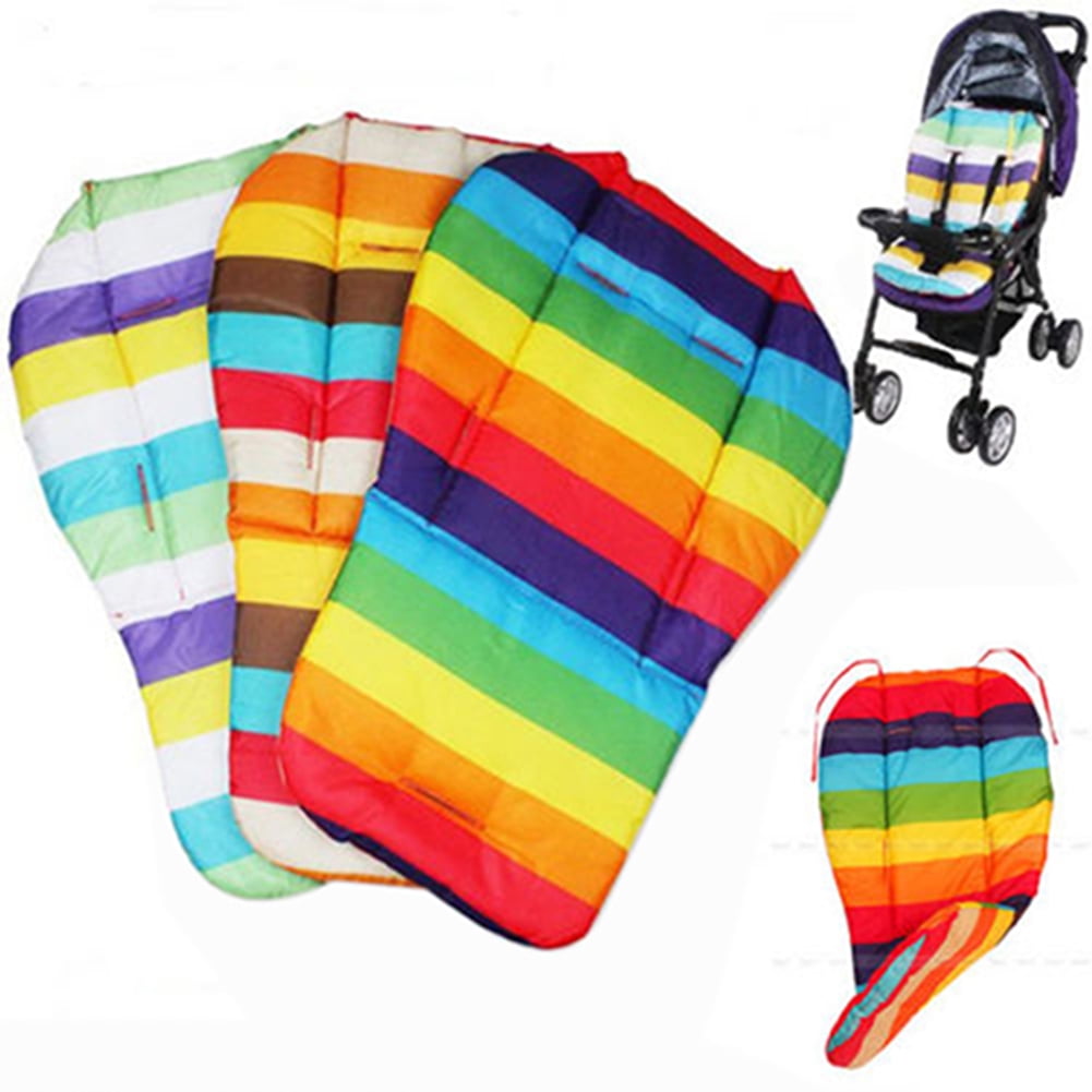 Farfi Waterproof Rainbow Baby Kids Car Seat Liner Padding Pram Stroller Cushion Pad