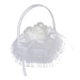 thumbnail image 1 of Farfi Wedding Ring Basket Flower Decor Rhinestone Solid Color Heart Shape Mesh Hold Ring Lace Fabric Bow-knot Ring Holder (Type G), 1 of 13