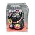 thumbnail image 1 of Farfi Welcome Lucky Cat Figurine Shaking Hand Plastic Chinese Style Light Energy Fortune Cat Statue for Desktop (Black), 1 of 13