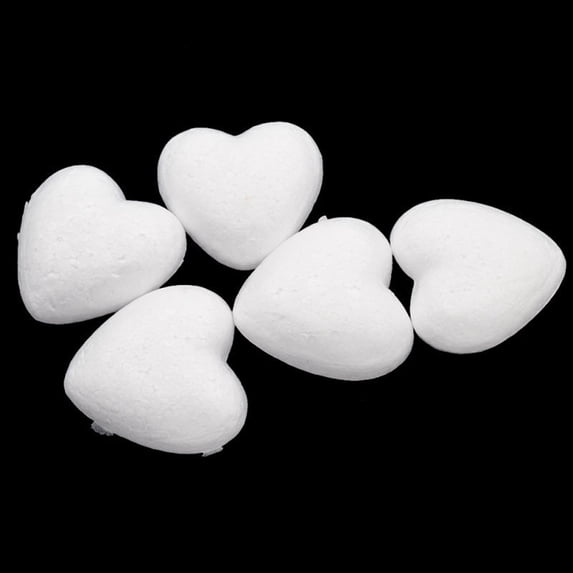 Farfi White Foam Polystyrene Modelling DIY Craft Heart Shape Party Decor (7 2cm(5Pcs))