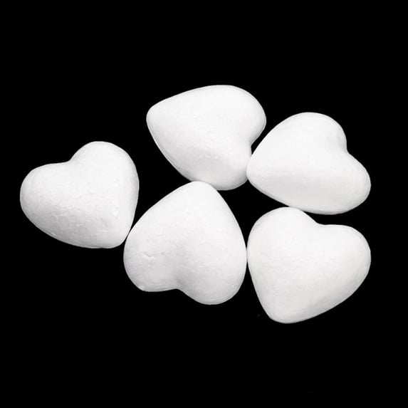 Farfi White Foam Styrofoam Polystyrene Modelling DIY Craft Heart Shape Party Decor (6cm(5Pcs))
