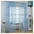 thumbnail image 1 of Farfi Window Curtain Translucent Floral Pattern Room Decor Pastoral Balcony Valance for Home Office Cafe (Blue), 1 of 13
