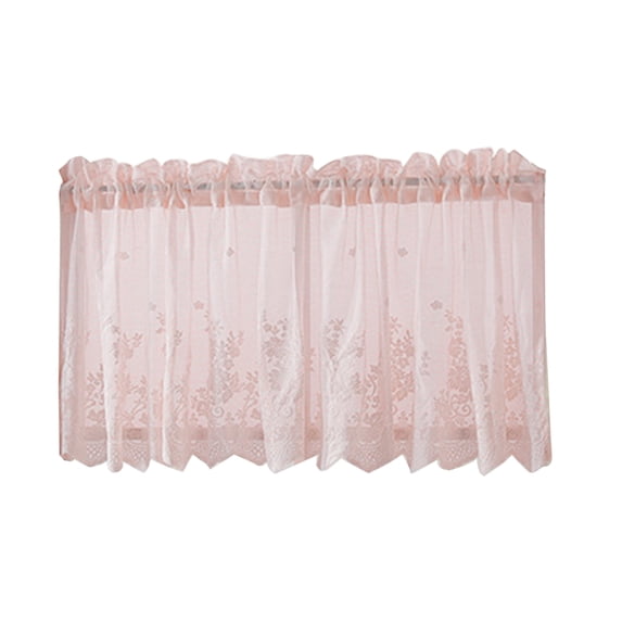 Farfi Window Treatment Fine Workmanship Wide Application Polyester Romantic Flower Curtain Valance Household Supplies (Pink,130x41CM)