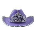thumbnail image 1 of Farfi Women Cowboy Hat Rhinestones Inlay Crown Shiny Sequined Hat Brim Western-Themed Night Party Ladies Fancy Dress Festival Cowboy Costume Accessories (Purple), 1 of 13