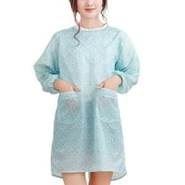 Farfi Women Floral Waterproof Long Sleeve Kitchen Cooking Baking Apron Working Smock (Blue)