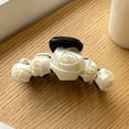 thumbnail image 1 of Farfi Women Hairpin Soft Fabric Flower Embellished Strong Teeth Design Non-slip All Match Dress-up Ultralight Rose Flower Hairpin Girls Barrettes Headwear for Women (White), 1 of 6