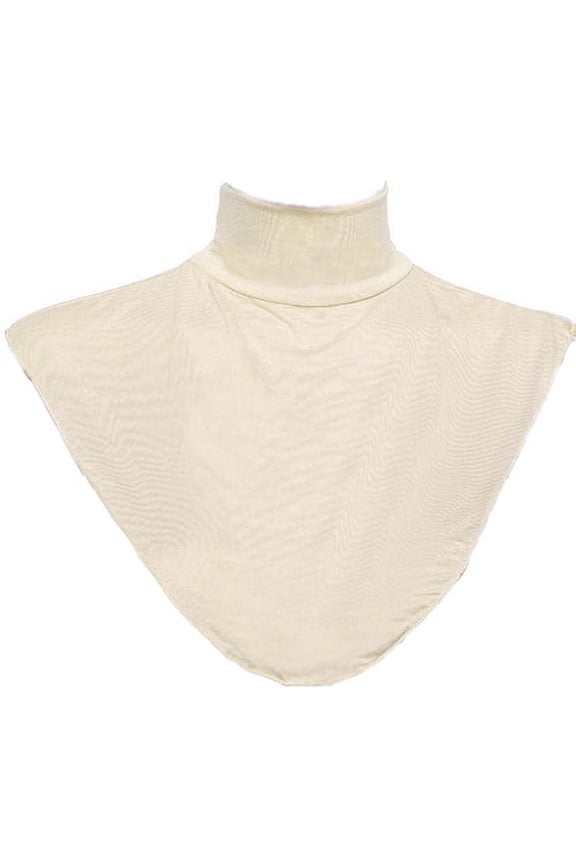 Women's Islamic Muslim Soft Elastic Solid Color Modal Loop Scarf Fake Collar (Beige)